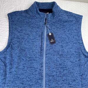 NEW JOHNNIE-O •L• Performance denali double-zip fleece vest in mid blue